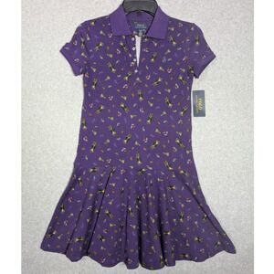 Polo Bear Ralph Lauren Big Girls Large Dress Purple Drop Waist Academia Preppy